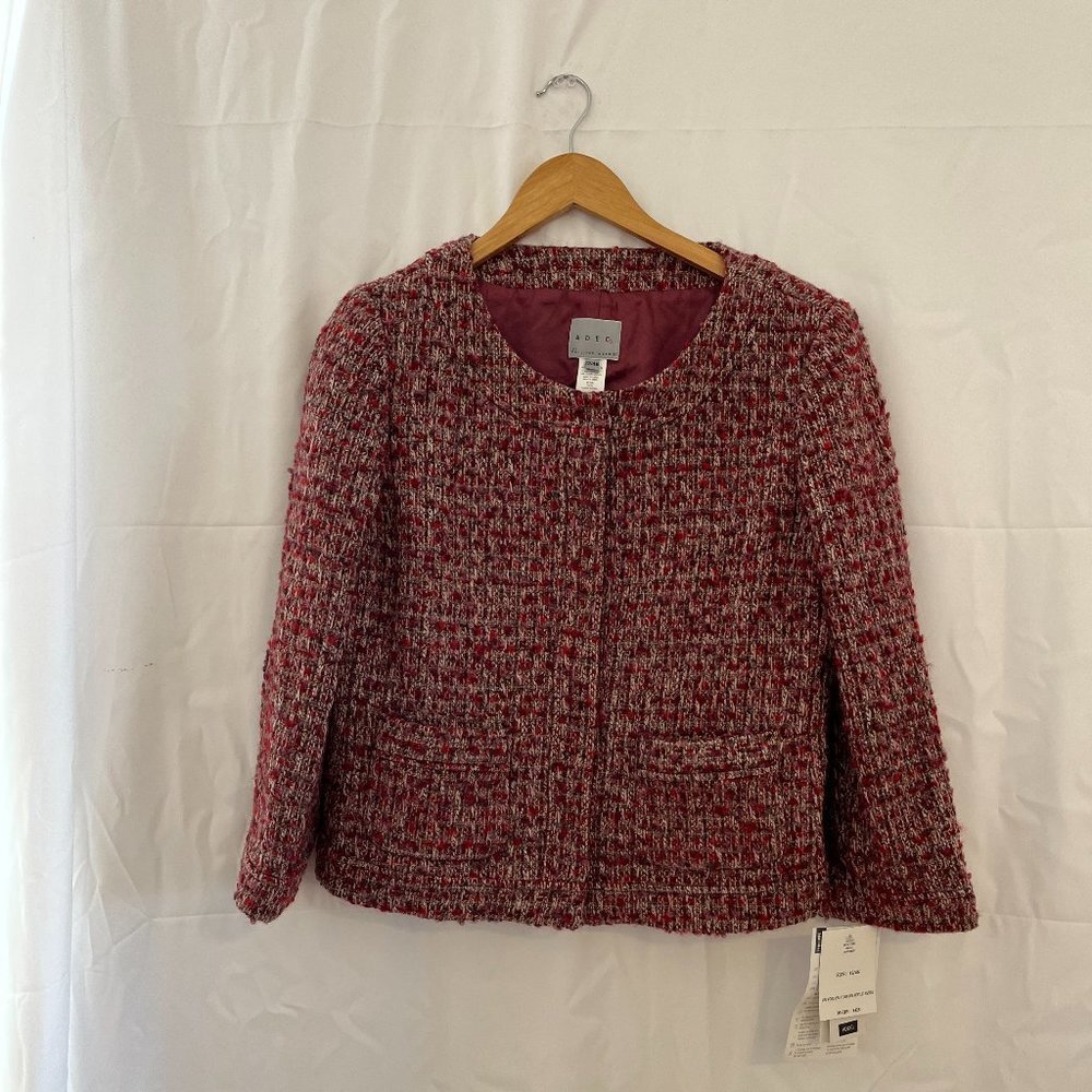 Adec 2 By Philip Adec Red Boucle Wool/Tweed Jacket Sz 12/46